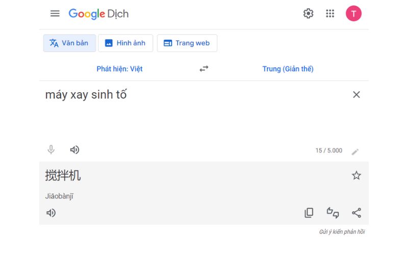 Sử dụng Google dịch để tìm kiếm sản phẩm